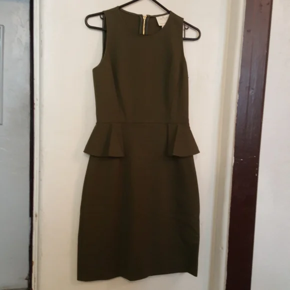 kate spade | Dresses | Kate Spade Ny Peplum Olive Green Dress | Poshmark